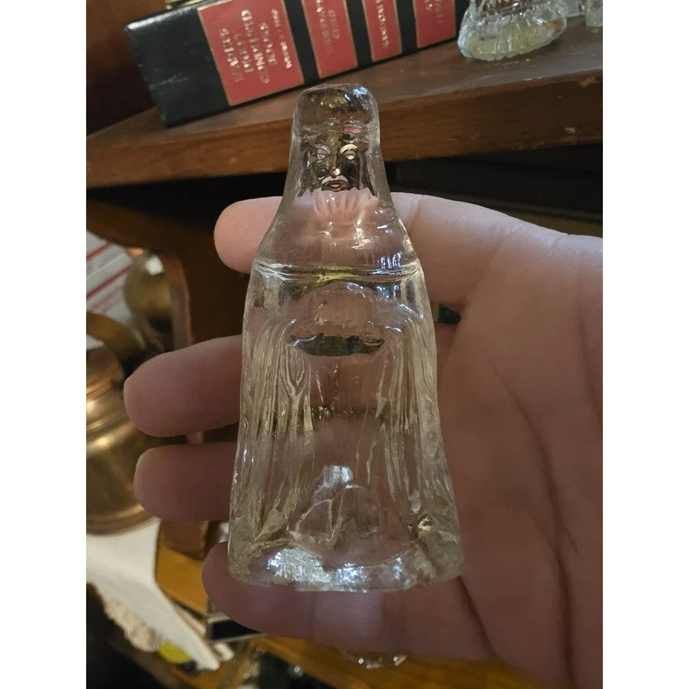 Vintage 6 Piece Clear Glass Nativity Set Hollow Base Holy Family Wise Men Vtg